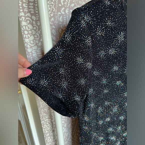 NWT Vintage 90s Y2K Casual Corner Sparkle Glitter Black Midi Cocktail Dress - Picture 5 of 9